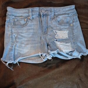 American Eagle Outfitters Blue Jean Shorts Distressed Casual
